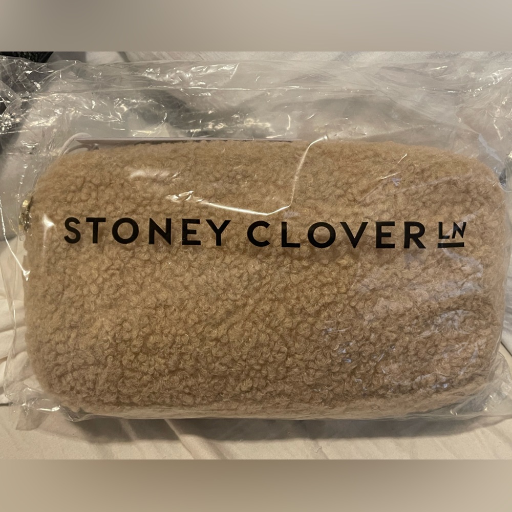 Stoney Clover Lane sherpa fleece teddy brown small pouch